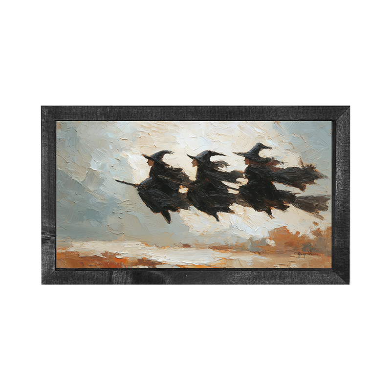 Three Witches on Brooms - Horizontal Frame