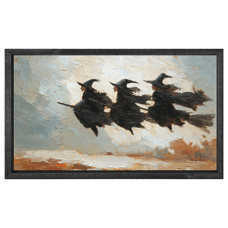 Three Witches on Brooms - Horizontal Frame