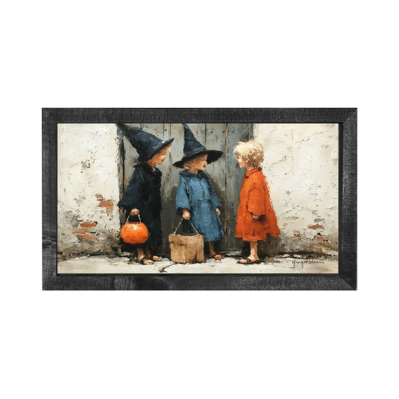 Children on Halloween Night - Horizontal Frame