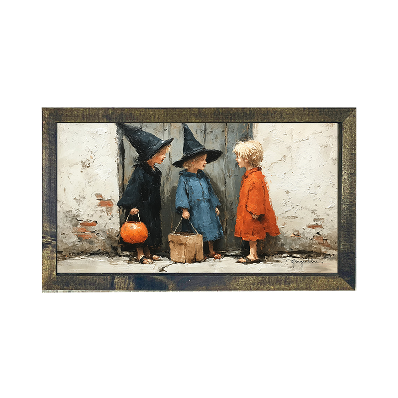 Children on Halloween Night - Horizontal Frame