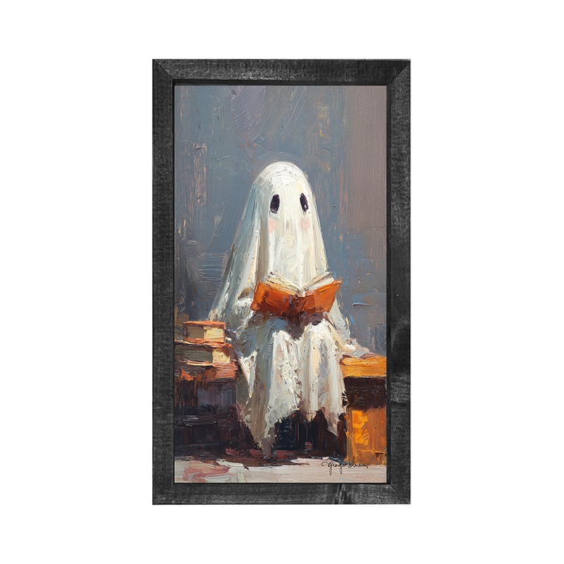 Ghost Reading a Book - Vertical Frame
