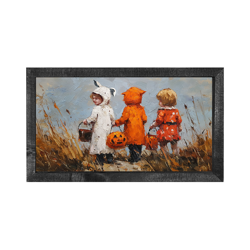 Children Trick or Treating in the Country - Horizontal Frame