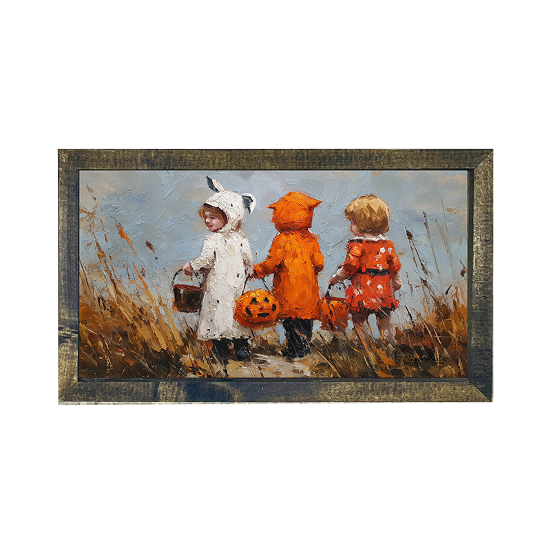 Children Trick or Treating in the Country - Horizontal Frame