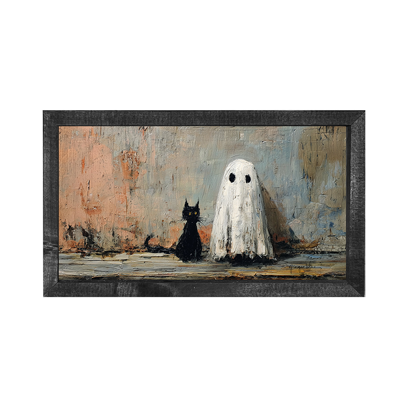 Black Cat and Ghost - Horizontal Frame