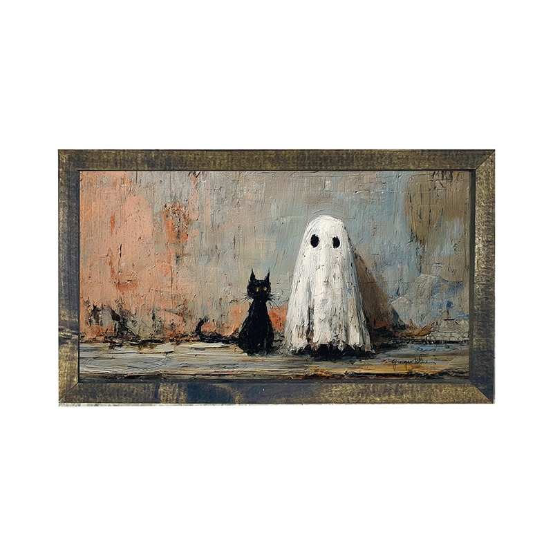Black Cat and Ghost - Horizontal Frame