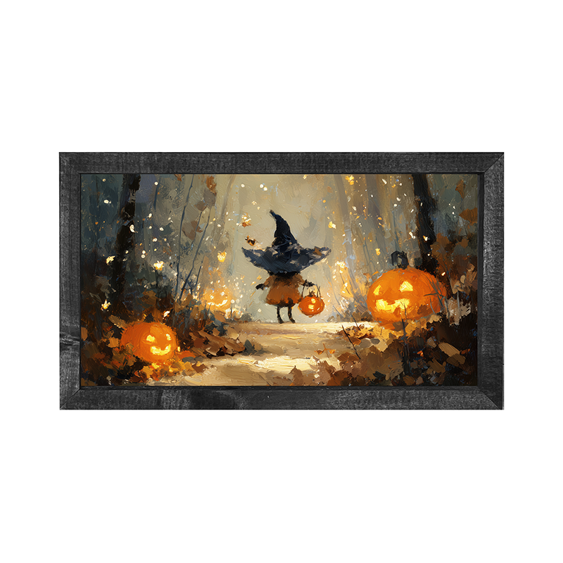 Halloween Friends - Witch on Forest Path - Horizontal Frame