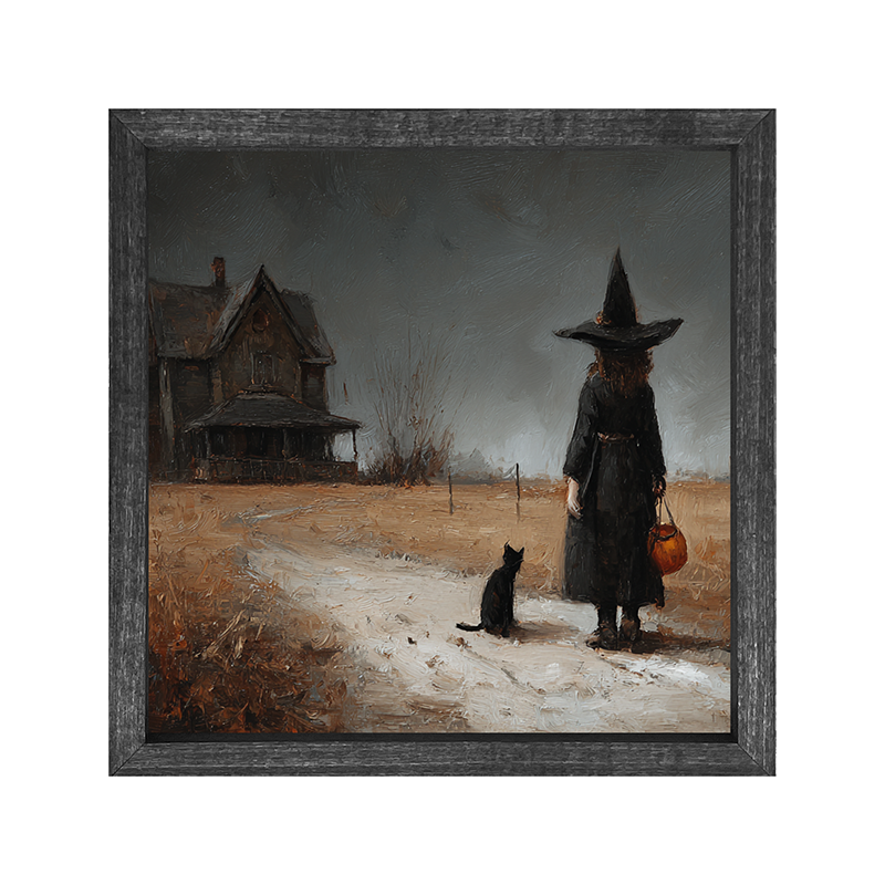 Witch with Black Cat Trick or Treating
