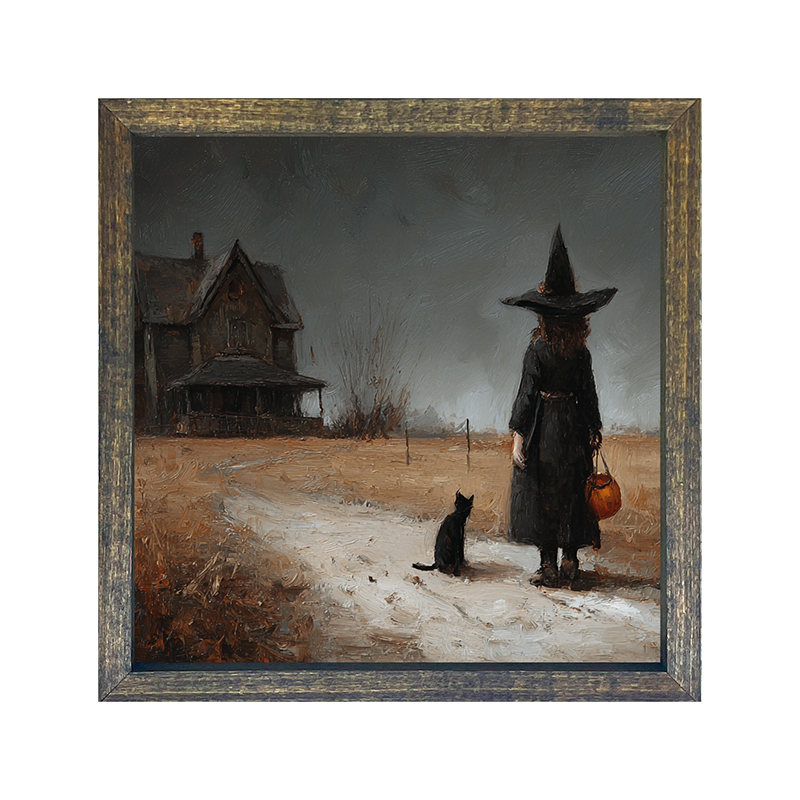 Witch with Black Cat Trick or Treating