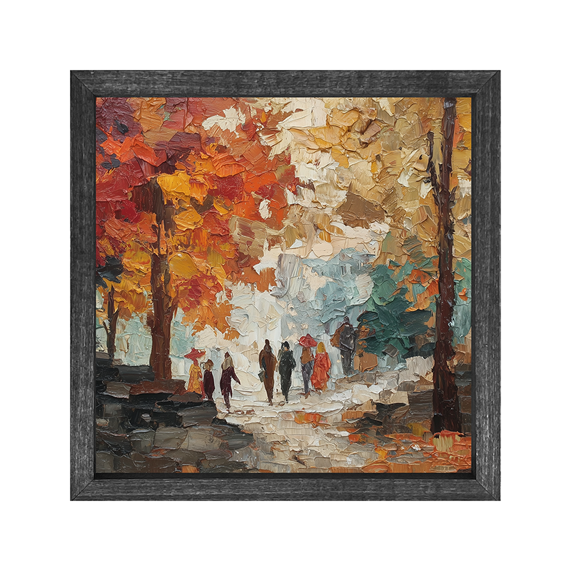 Walking in the Park in Autumn - Square Frame