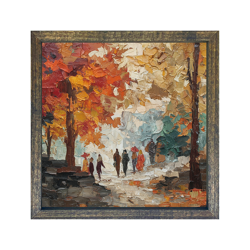 Walking in the Park in Autumn - Square Frame
