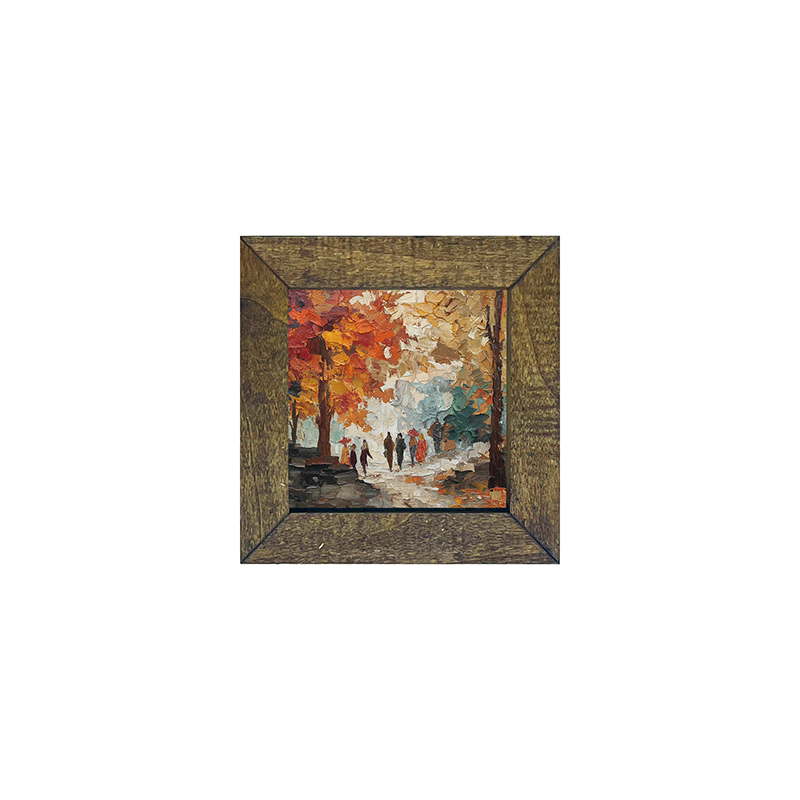 Walking in the Park in Autumn - Square Frame