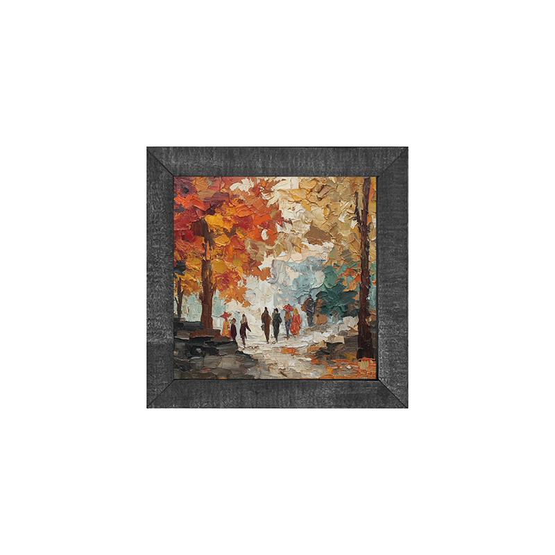 Walking in the Park in Autumn - Square Frame