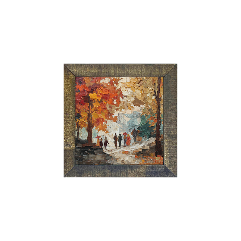 Walking in the Park in Autumn - Square Frame