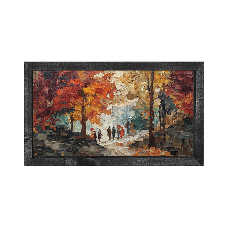 Walking in the Park in Autumn - Horizontal Frame