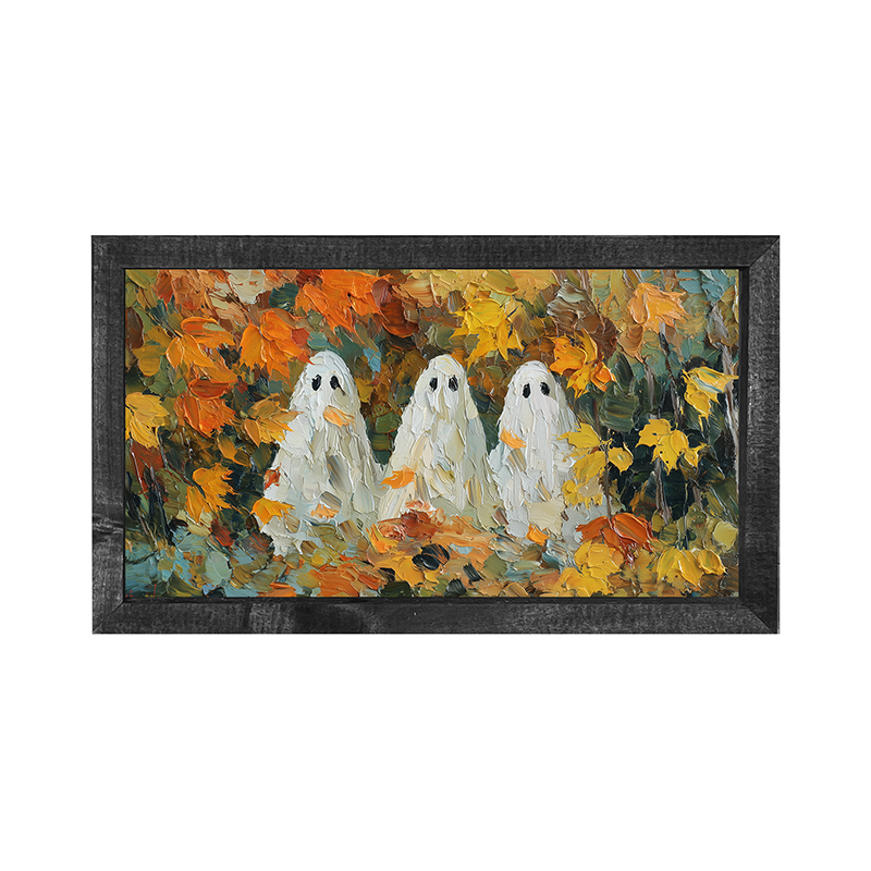 Three Ghosts with Golden Leaves - Horizontal Frame