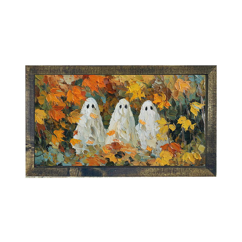 Three Ghosts with Golden Leaves - Horizontal Frame
