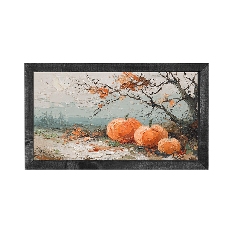 Late Autumn with Three Pumpkins - Horizontal Frame