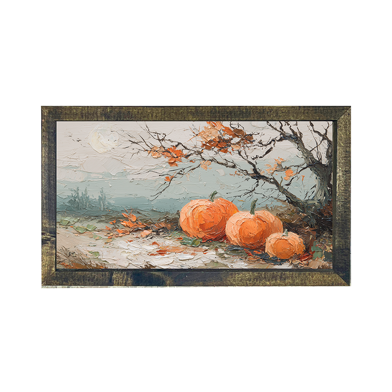 Late Autumn with Three Pumpkins - Horizontal Frame