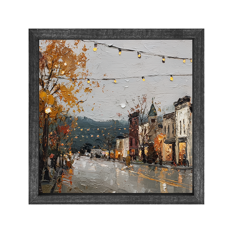 Hudson Valley Village - The Shops in Autumn - Square Frame
