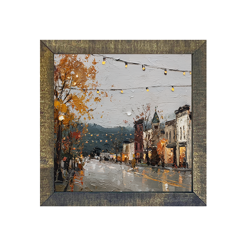 Hudson Valley Village - The Shops in Autumn - Square Frame