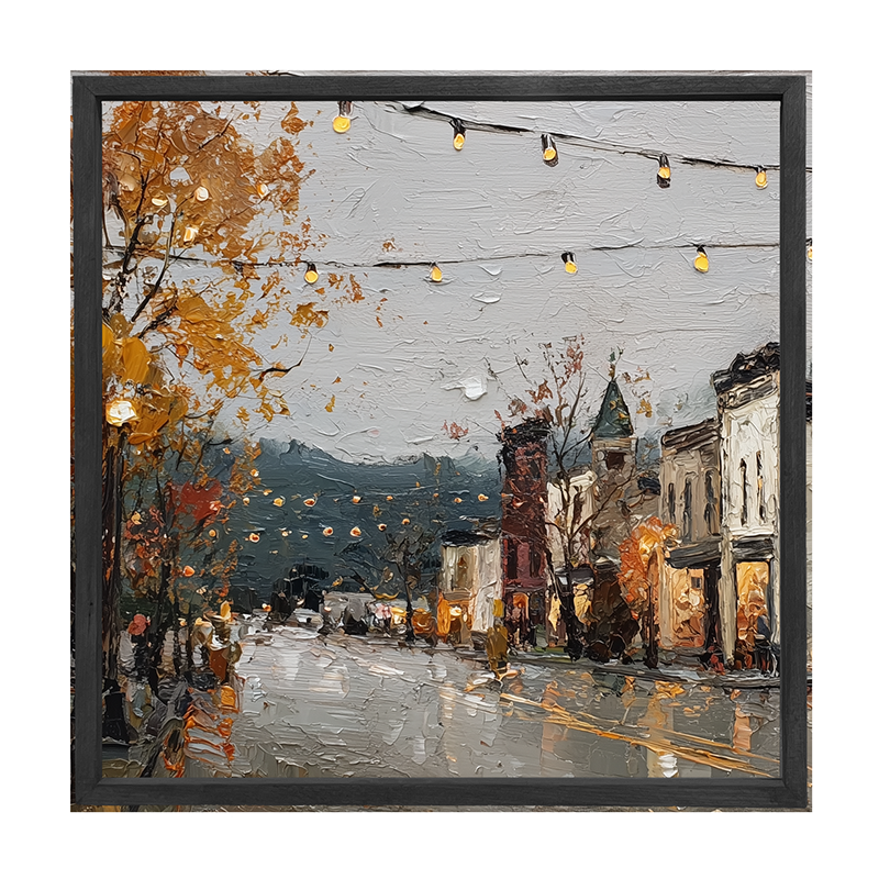 Hudson Valley Village - The Shops in Autumn - Square Frame