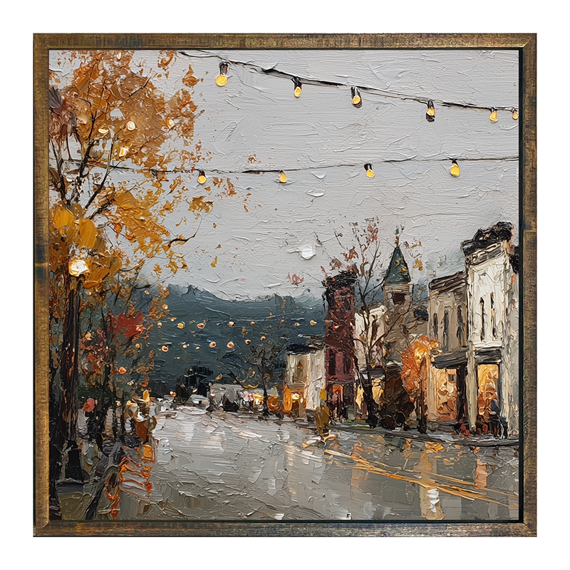 Hudson Valley Village - The Shops in Autumn - Square Frame