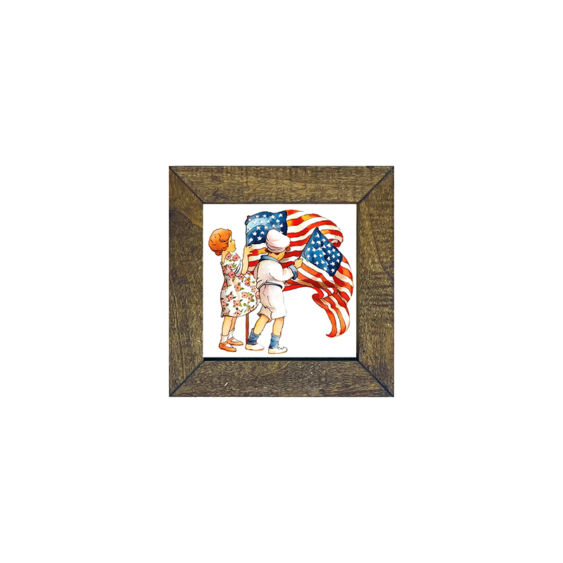 vintage-kids with flags