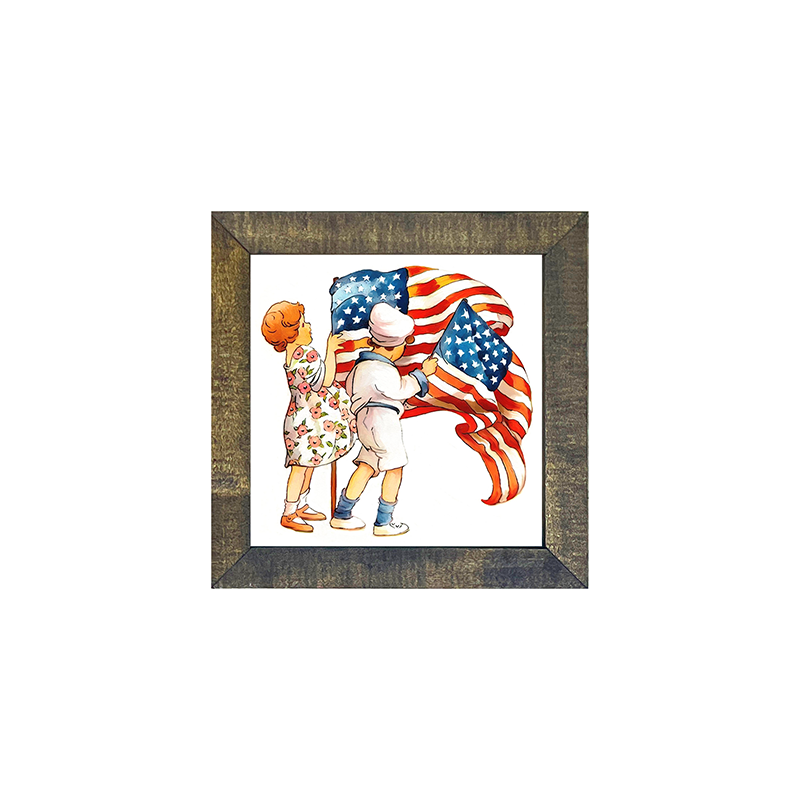 vintage-kids with flags