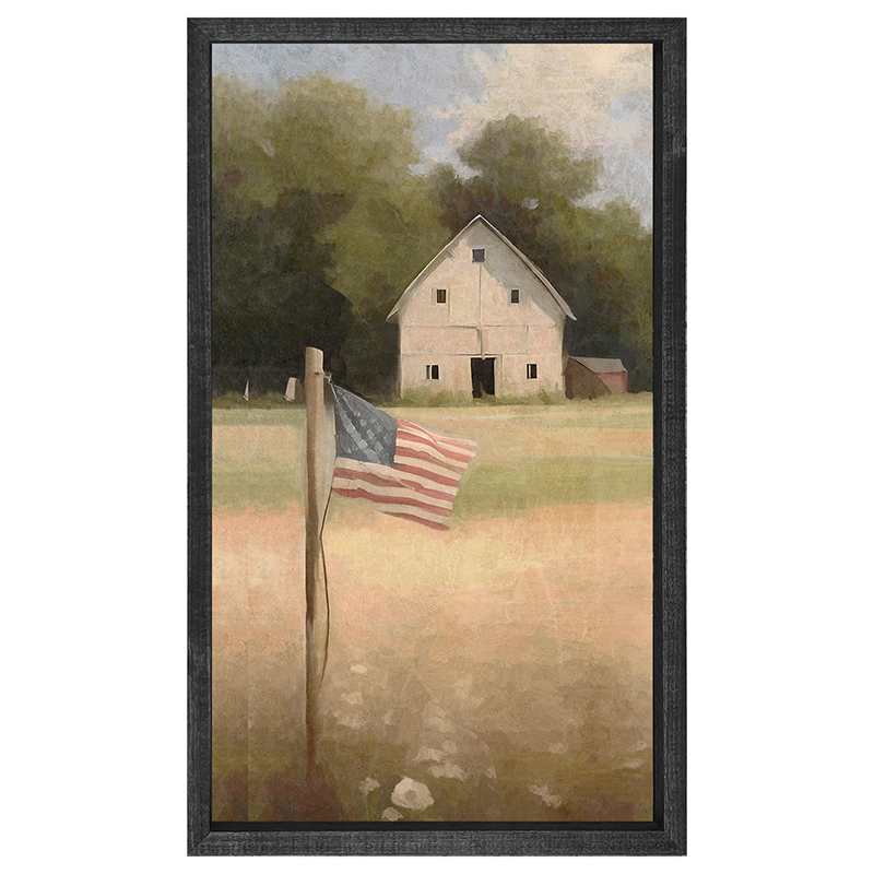 Flag with barn-Vertical Frame