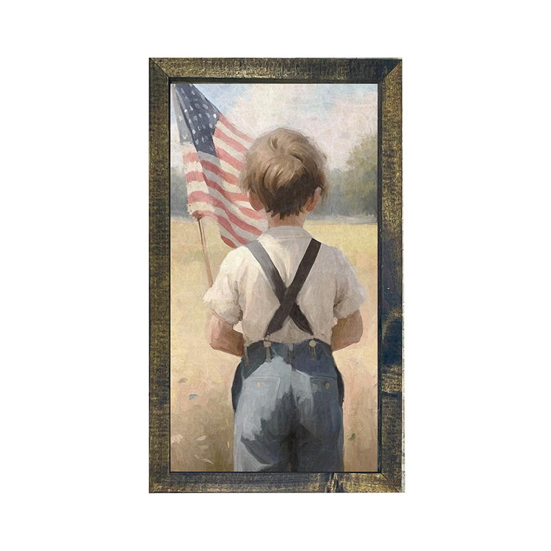 Boy with Flag-Vertical Frame