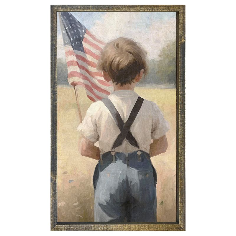 Boy with Flag-Vertical Frame