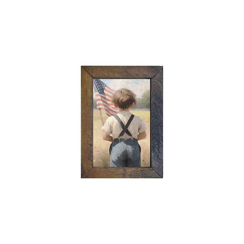 Boy with Flag-Vertical Frame