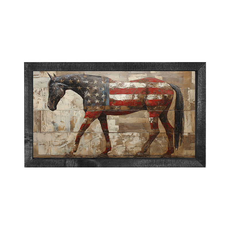 American Flag Horse - Horizontal Frame