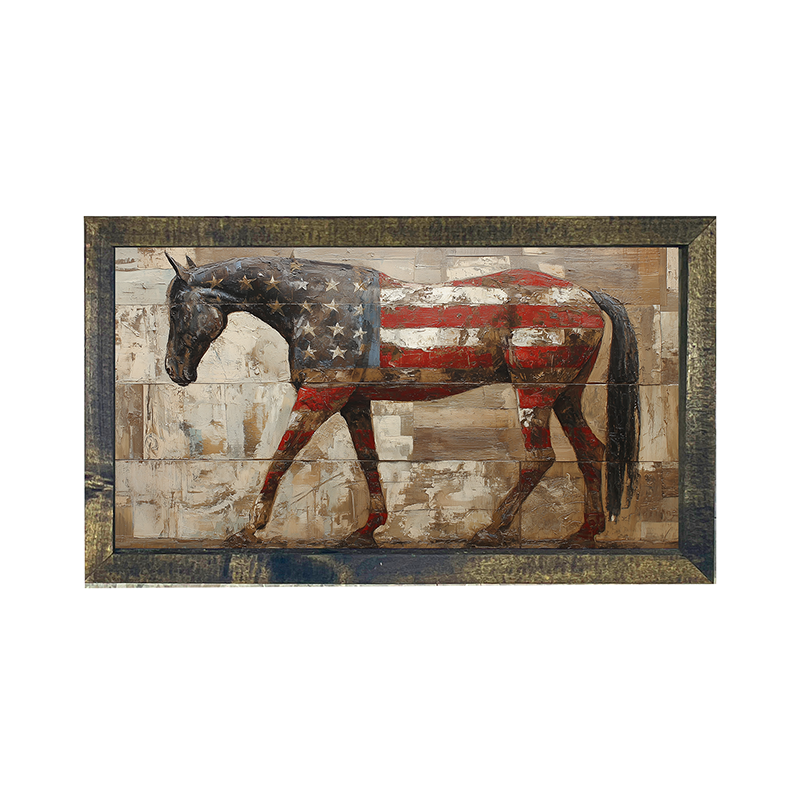 American Flag Horse - Horizontal Frame
