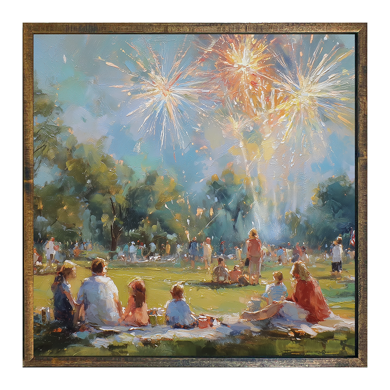 Fireworks and families at the Park - Square Frame