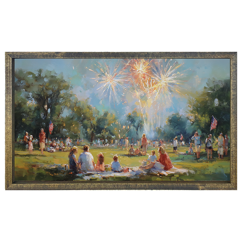 Fireworks and families at the Park - Horizontal Frame