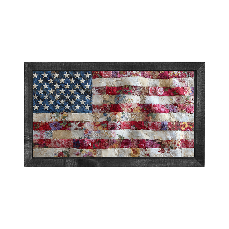 Flag - quilted and floral - Horizontal Frame