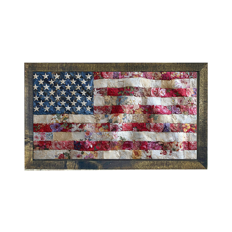 Flag - quilted and floral - Horizontal Frame