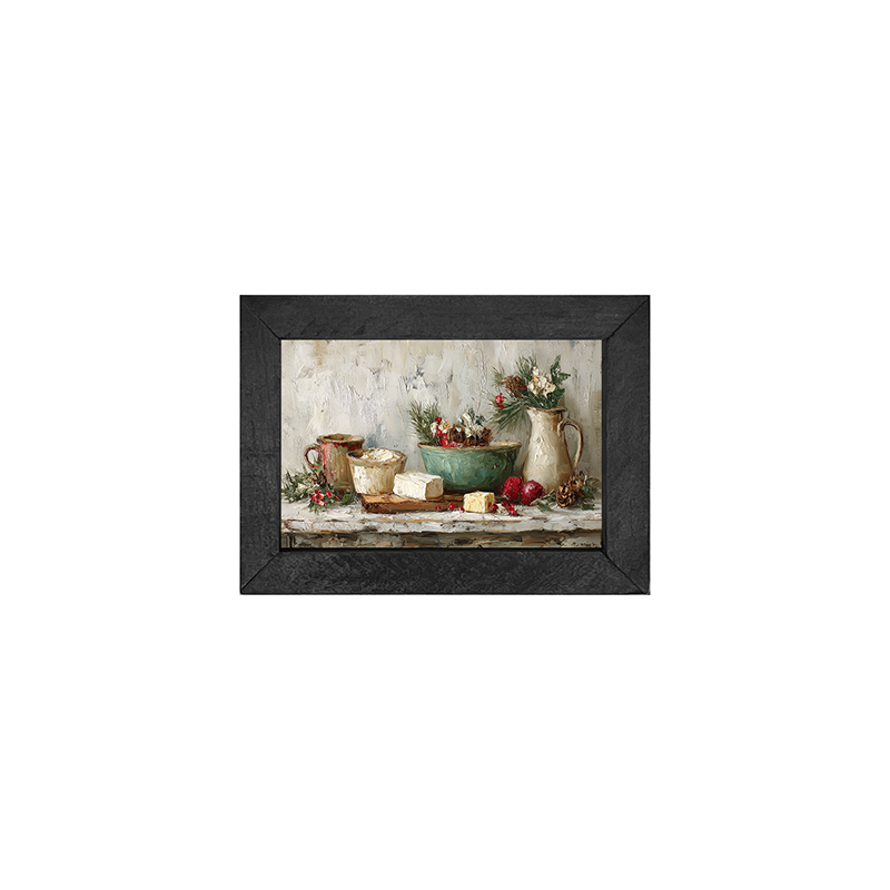 Sideboard Still Life - Pine Sprigs and Crockery - Horizontal Frame