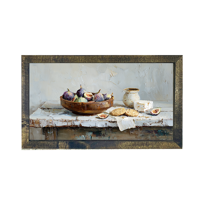 Sideboard Still Life - Figs and Cheese - Horizontal Frame