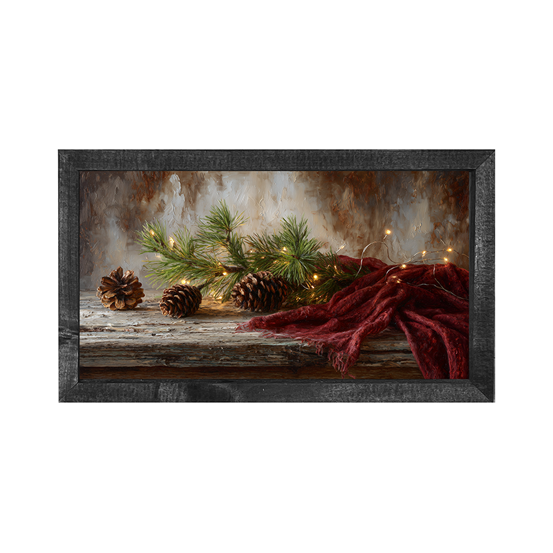 Sideboard Still Life - Pine Sprigs with Scarf - Horizontal Frame