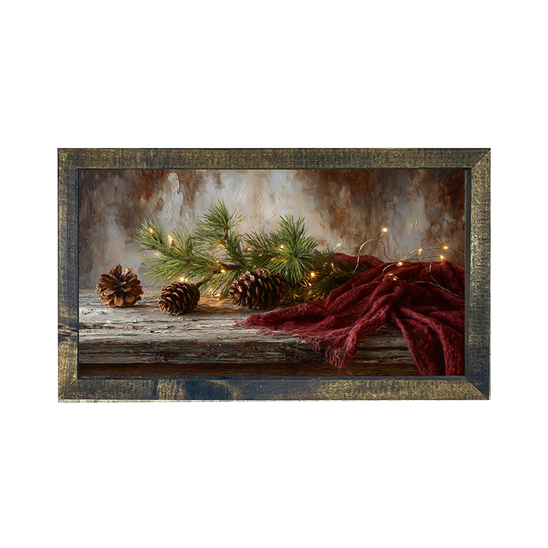 Sideboard Still Life - Pine Sprigs with Scarf - Horizontal Frame