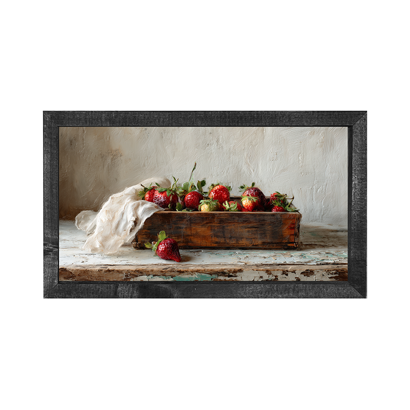 Sideboard Still Life - Box of Strawberries - Horizontal Frame