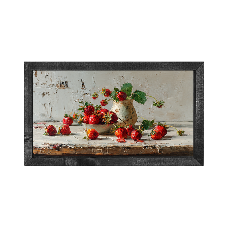 Sideboard Still Life - Strawberries Overflowing - Horizontal Frame