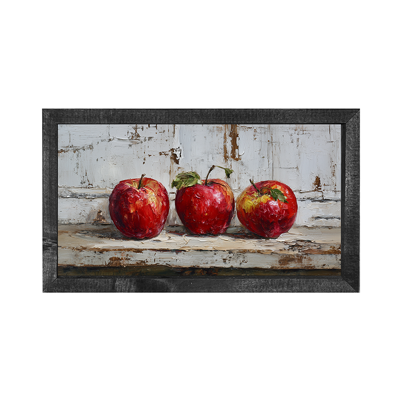 Sideboard Still Life - Three Red Apples - Horizontal Frame