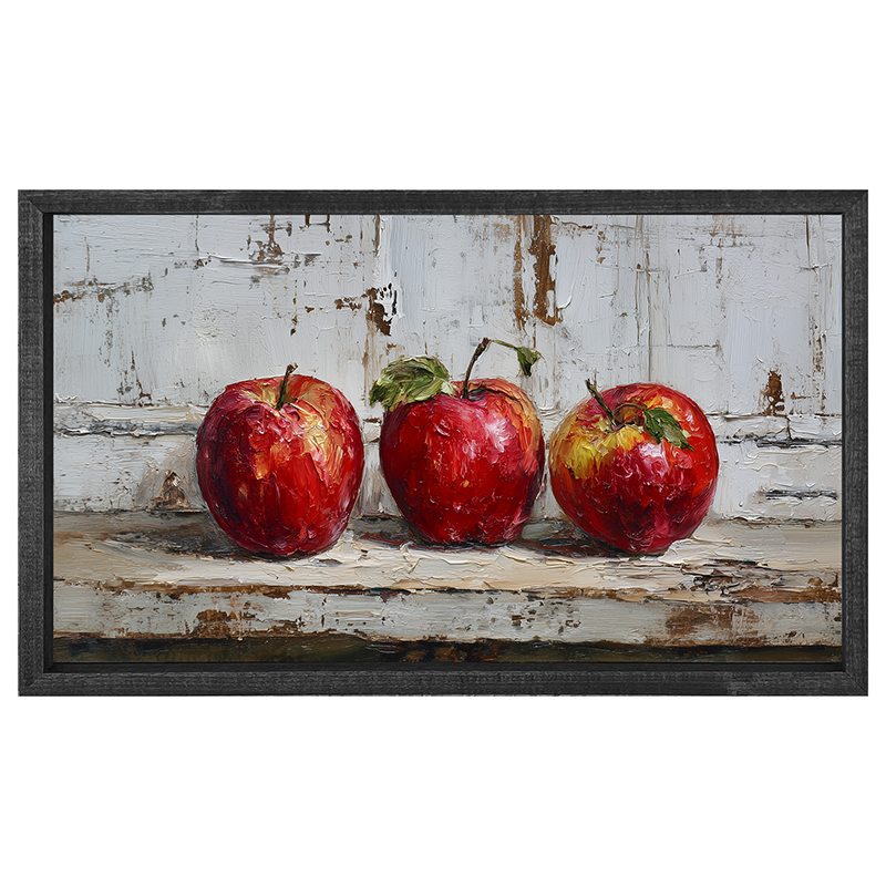 Sideboard Still Life - Three Red Apples - Horizontal Frame
