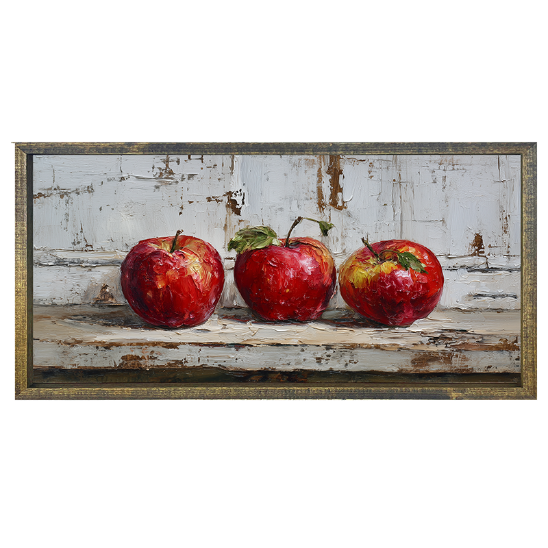 Sideboard Still Life - Three Red Apples - Horizontal Frame