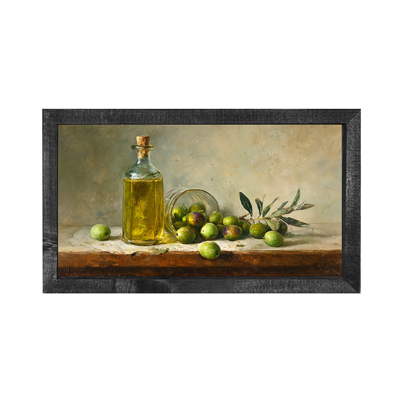 Sideboard Still Life - Green Olives - Horizontal Frame