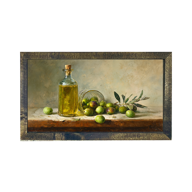 Sideboard Still Life - Green Olives - Horizontal Frame