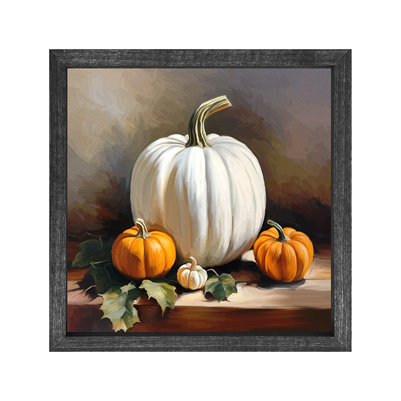 white pumpkin with orange pumpkins